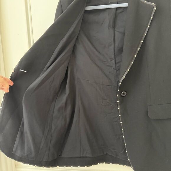 Emporio Armani Womens Single Breasted Black Blazer with Stud Accents NWOT - Picture 7 of 13